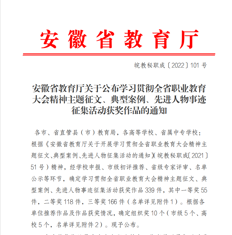 信息工程系在学习贯彻全省职业教育大会精神主题征文、典型案例、先进人物征集活动中取得优异成绩